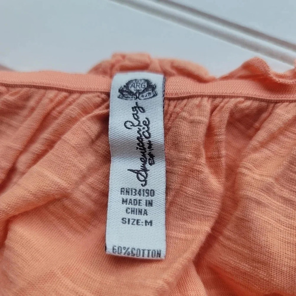 American Rag Cie Women Tank Top Blouse Off The Shoulder Lace Ruffle Orange Sz M - Picture 9 of 10